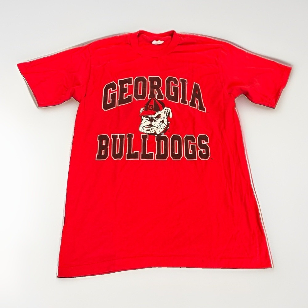 VTG Georgia Bulldogs Tshirt Red USA The Cotton Exchange‎ Size Large Single Sitch
